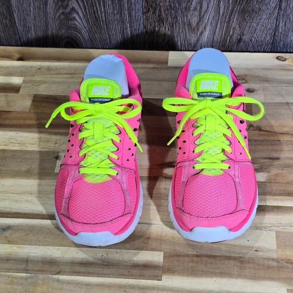 Nike Flex 2013 Run Pink Neon Athletic Shoes Youth Size 6.5Y - Picture 2 of 13